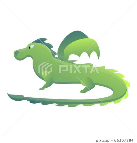 Green dragon icon, cartoon style 66307294
