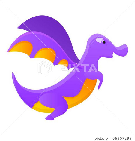 Purple dragon icon, cartoon style 66307295