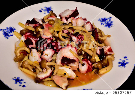 タコとキノコのガーリック炒め 66307567