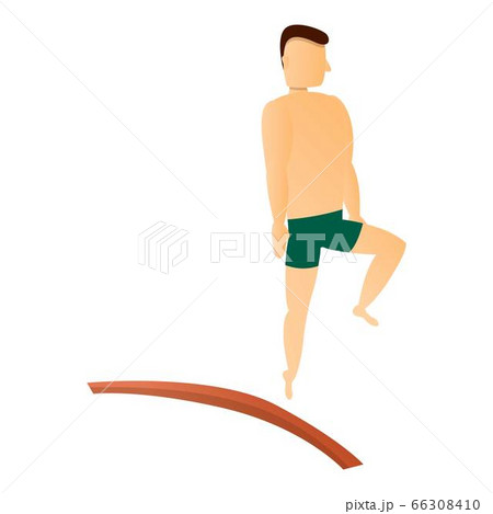Diving board man one leg icon, cartoon style Diving board man one leg icon, cartoon style 66308410