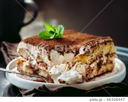 Tiramisu cake with mint 66308447