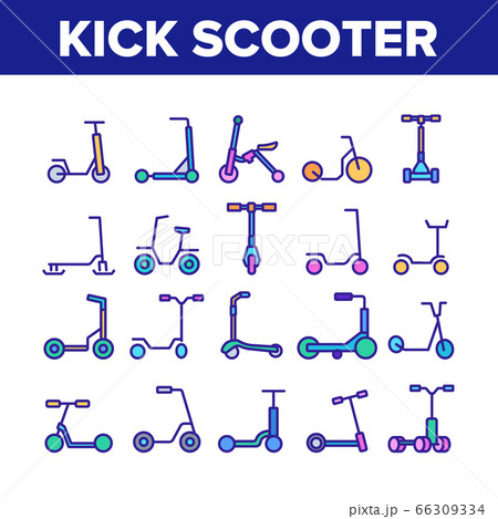 Kick Scooter Vehicle Collection Icons Set Vector 66309334