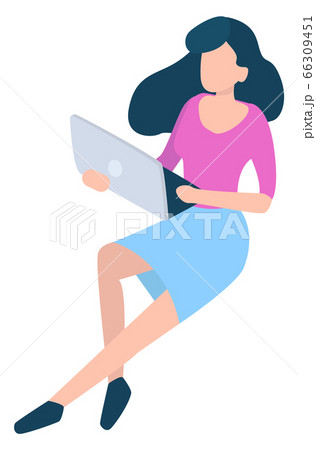 Office Worker, Woman with Laptop, Isolated Girl Office Worker, Woman with Laptop, Isolated Girl 66309451