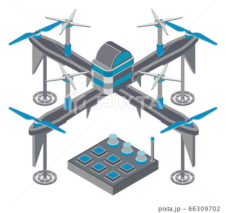 Quadcopter and Remote Controller, Drone Vector 66309702