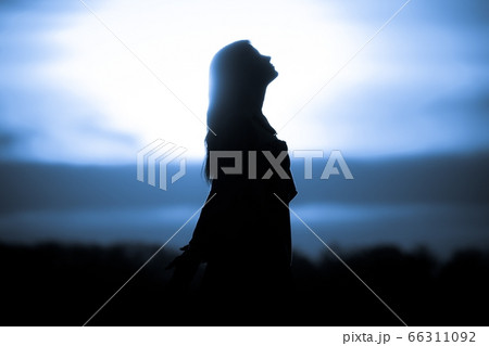 Youth woman soul at blue sun future meditation 66311092