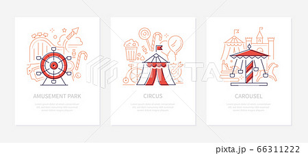 Funfair concept - line design style banners set 66311222