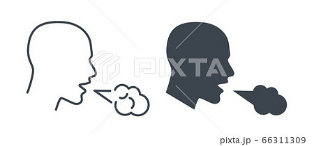 Cough icon. Man coughing and sneezing. Pneumonia, infectious diseases with phlegm in throat, symbol for web or mobile app button vector sign Cough icon. Man coughing and sneezing. Pneumonia, infectious diseases with phlegm in throat, symbol for web or mobile app button vector sign 66311309
