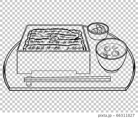 土用の丑の日 うな重のペン画イラストのイラスト素材