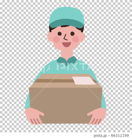 荷物を持っている配達員 正面向きのイラスト素材