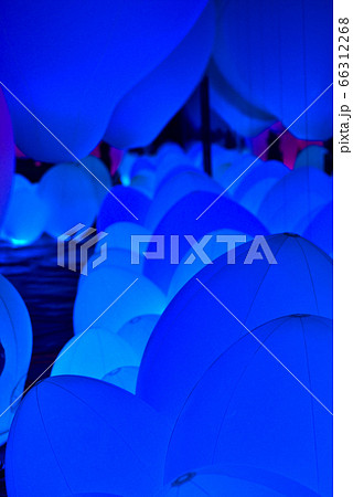 Glowing ballon in the dark with vivi blue light color abstract background image  66312268