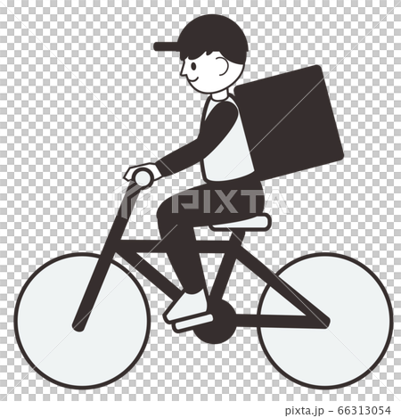 自転車に乗っている男性配達員イラストのイラスト素材