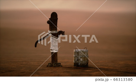 old rusted metal well in desert 66313580