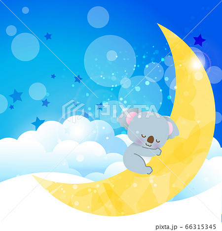 A Cute Koala Sleeping On The Crescent Moon Stock Illustration