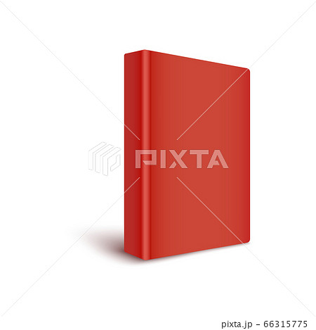 Mockup of blank red cover book stands by turning spine to front realistic style 66315775