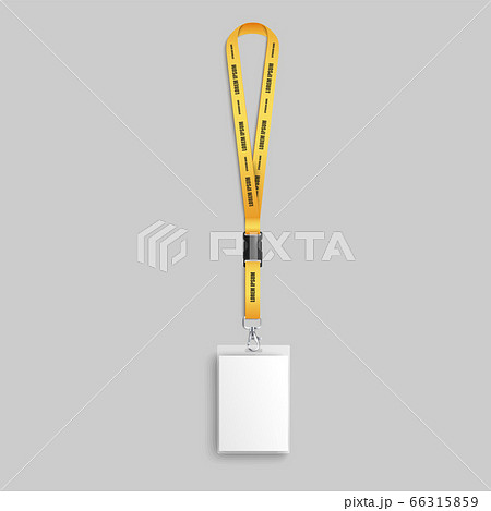 Realistic employee identification lanyard badge 3d vector illustration mockup. 66315859