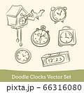 doodle clock set isolated on white background. Vector 66316080