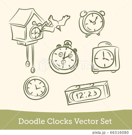 doodle clock set isolated on white background. Vector 66316080