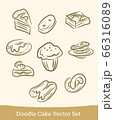 doodle cake set isolated on white background. Vector 66316089