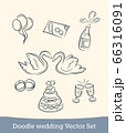 doodle wedding set isolated on white background. Vector 66316091