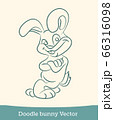 doodle bunny standing isolated on white background. Vector 66316098