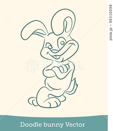 doodle bunny standing isolated on white background. Vector 66316098