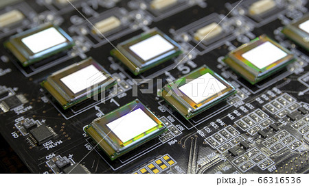 Several microdisplays bright of white color on the 66316536