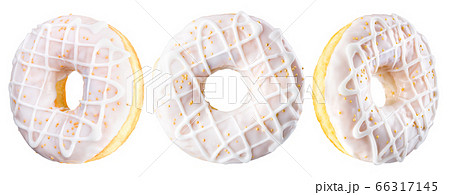 Set of glazed donuts with sprinkles on a white background Set of glazed donuts with sprinkles on a white background 66317145