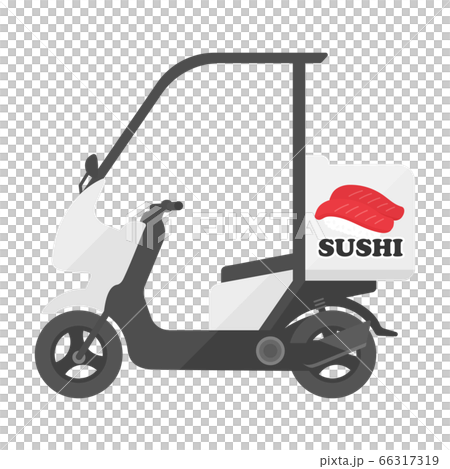 寿司のデリバリーサービス用のバイクのイラスト 寿司のデリバリーサービス用のバイクのイラスト 66317319