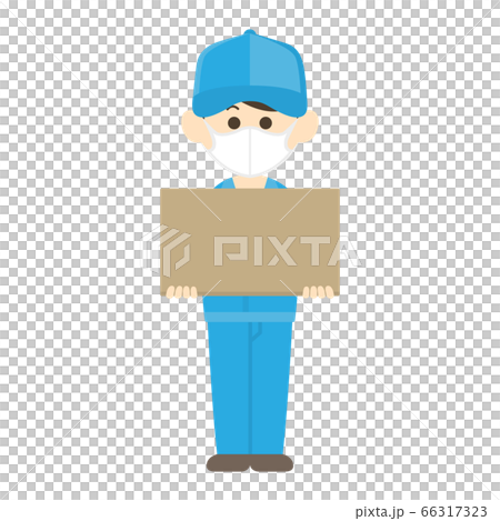 マスクをした荷物を届ける配達員のイラスト 66317323
