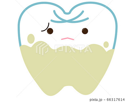 歯医者のキャラクタープラークで汚れて困っている顔の歯くん 歯医者のキャラクタープラークで汚れて困っている顔の歯くん 66317614