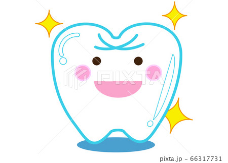 輝いている笑顔の歯のキャラクターのイラスト素材