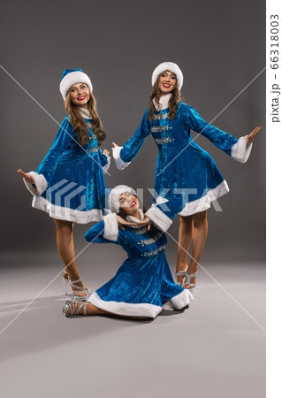Happy young Snow Maidens smiling for camera Happy young Snow Maidens smiling for camera 66318003