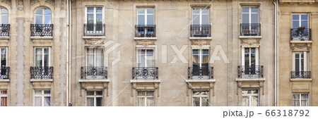Paris House with chimney and windows. Haussmann 66318792
