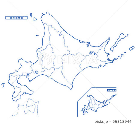 北海道地図 シンプル白地図 総合振興局 振興局のイラスト素材