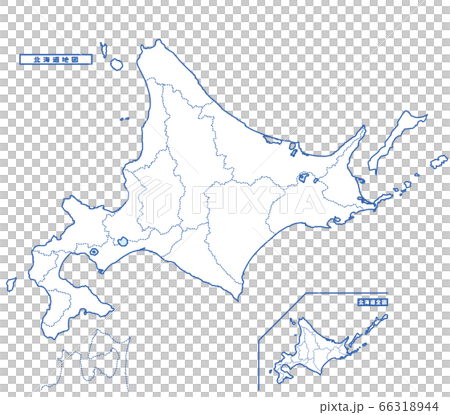 北海道地図 シンプル白地図 総合振興局 振興局のイラスト素材