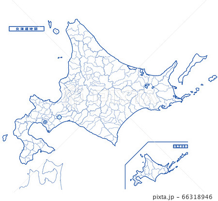 北海道地図 シンプル白地図 市区町村のイラスト素材