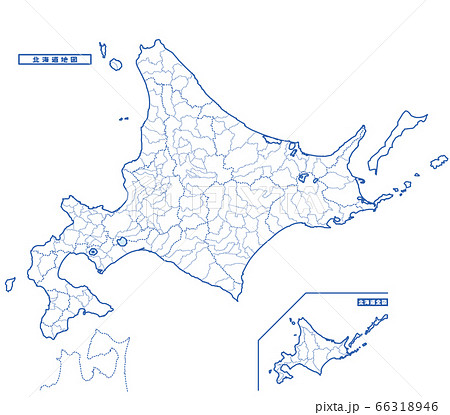 北海道地図 シンプル白地図 市区町村 66318946