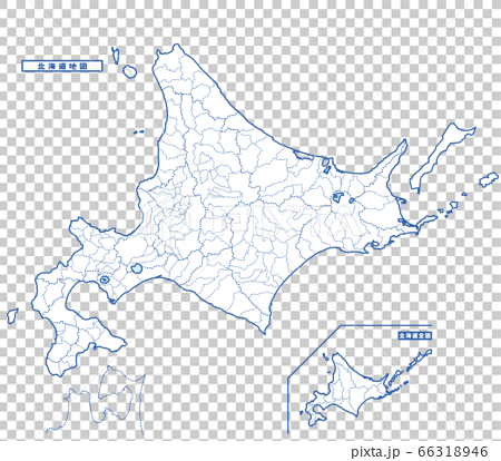 北海道地図 シンプル白地図 市区町村のイラスト素材