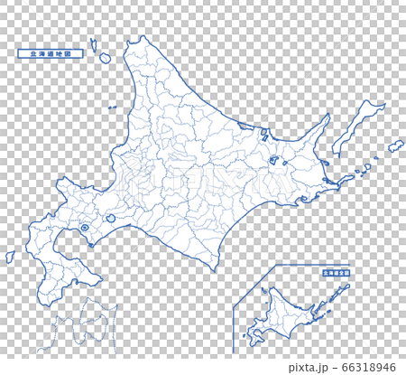 北海道地図 シンプル白地図 市区町村 66318946