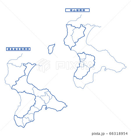 渡島総合振興局・檜山振興局地図 シンプル白地図 市区町村 66318954
