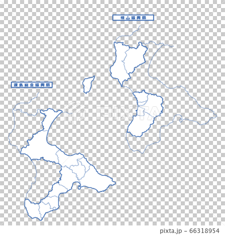 渡島総合振興局・檜山振興局地図 シンプル白地図 市区町村 66318954