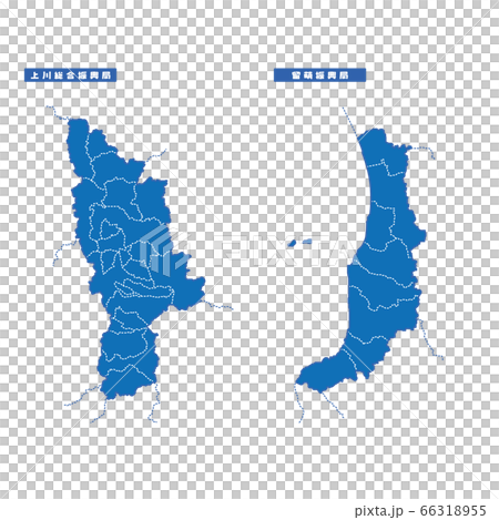 上川総合振興局・留萌振興局地図 シンプル青 市区町村 66318955