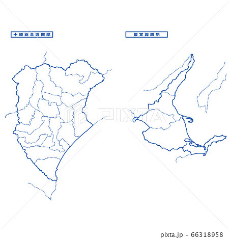 十勝総合振興局 根室振興局地図 シンプル白地図 市区町村のイラスト素材