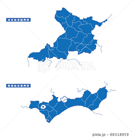 後志総合振興局・胆振総合振興局地図 シンプル青 市区町村 66318959