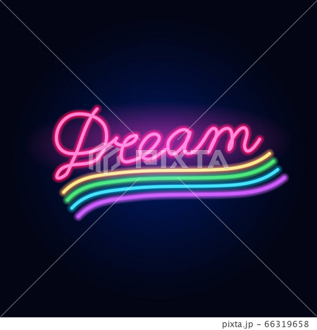 Neon rainbow. Fashion sign. Night light signboard, Glowing banner. Summer emblem. Female Dreams Neon rainbow. Fashion sign. Night light signboard, Glowing banner. Summer emblem. Female Dreams 66319658