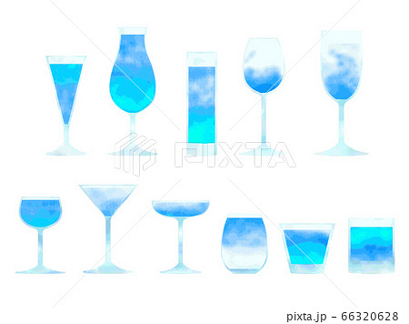 青いドリンクとグラスのイラスト背景素材のイラスト素材