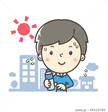 外で水分補給をする男性のイラスト 外で水分補給をする男性のイラスト 66320780