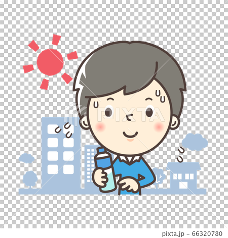 外で水分補給をする男性のイラスト 外で水分補給をする男性のイラスト 66320780