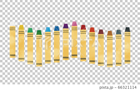 波状に並んだクレヨンセット　水彩風イラスト 66321114