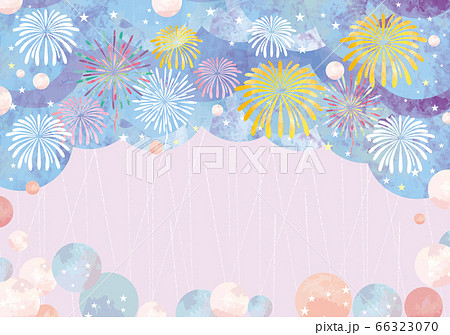 花火大会の水彩風フレーム素材 66323070